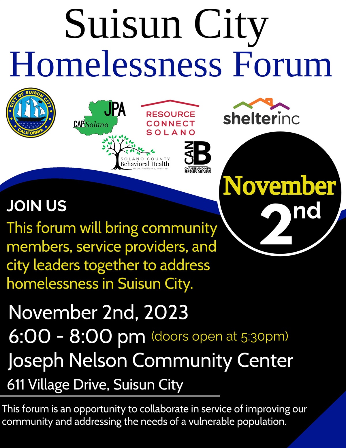 Suisun City Homelessness Forum - Suisun City, CA